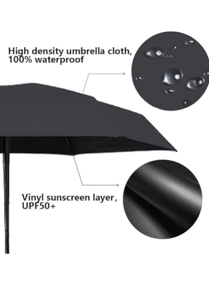PocketGuard Mini Travel Umbrella+Storage Box UPF 50+ Sun & Rain 6-Fold More robust Lightweight Compact Parasol (Deep Black) - Image 3